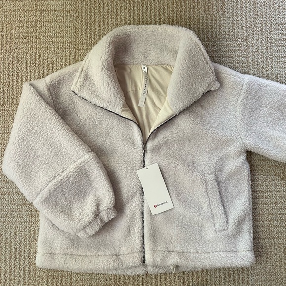 NWT Lululemon Cinchable Fleece Zip-Up Jacket in White Opal - Size 12 - Picture 6 of 14